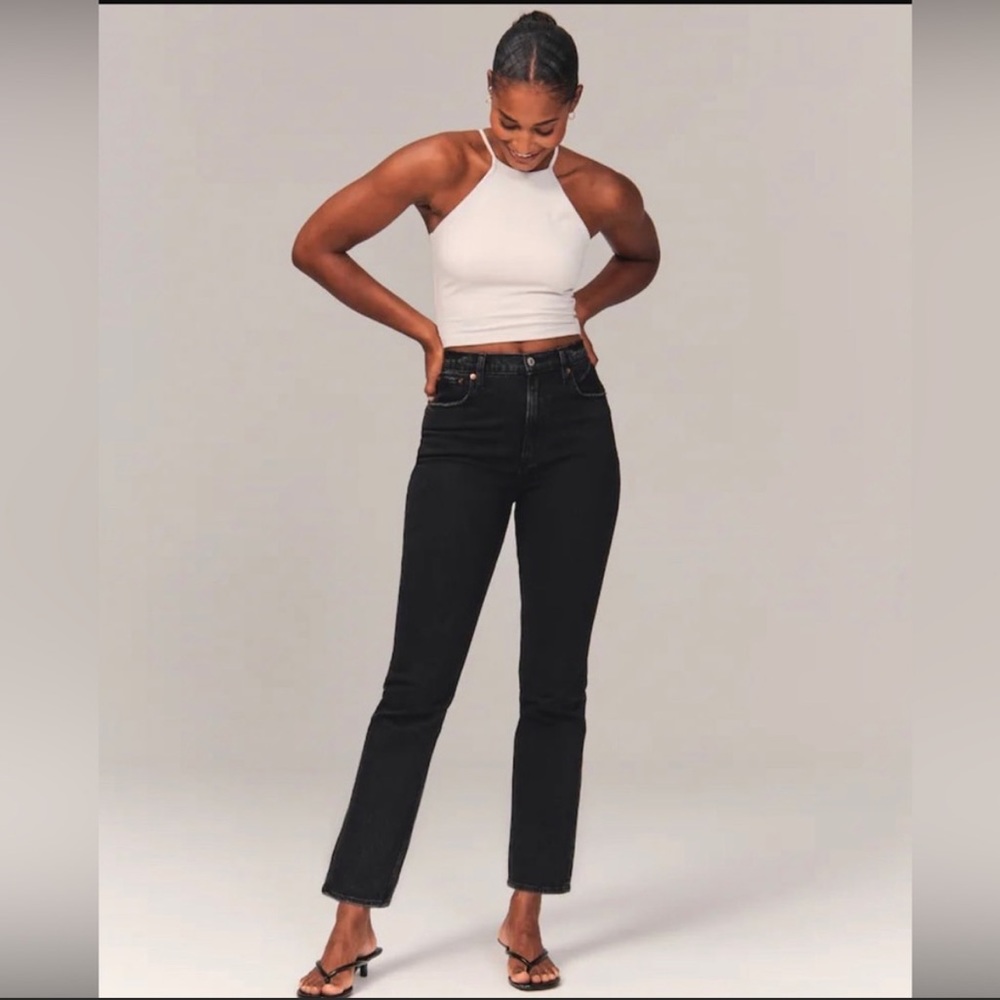 Abercrombie Ultra High Rise Ankle Length Straight Leg Jeans